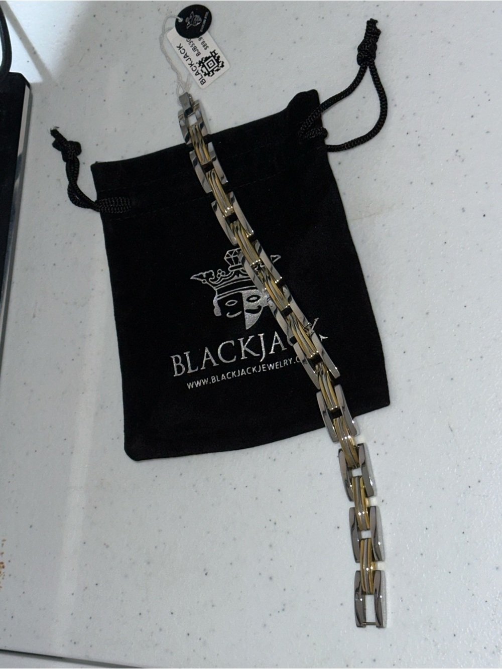 Blackjack Men’s Fashion Bracelet Two-Tone Stainless Link Bracelet